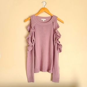 **HP** NY & Company Lavender Longsleeve Sweater w/ Shoulder Cutout Size XS NWT